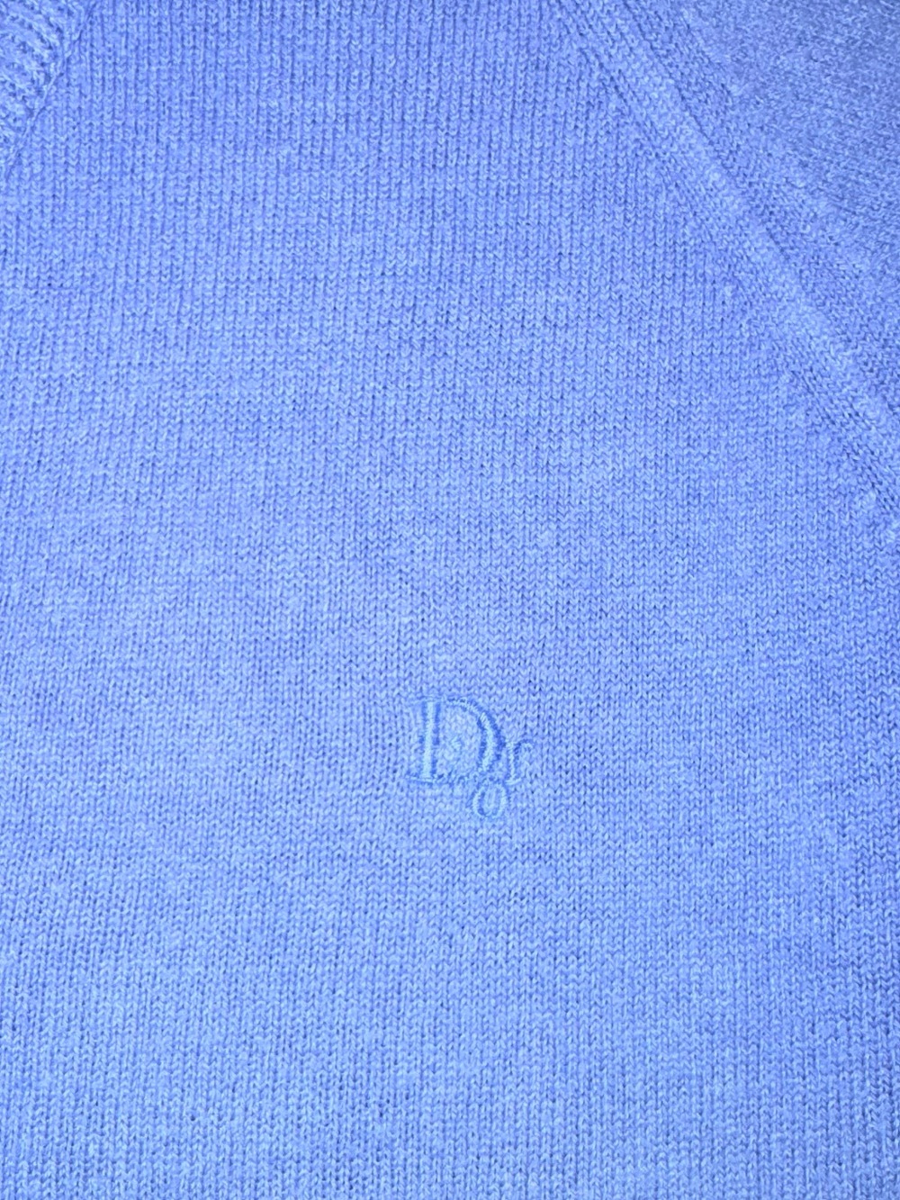 Dior V-Neck Sweater Men/Woman Medium Periwinkle Blue 100% Orlon Acrylic Vintage - Picture 5 of 14